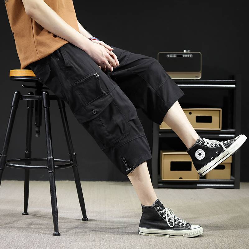 Happy Sanya youth summer new 361 croppine pants big boy boys work horse pants loose trend break