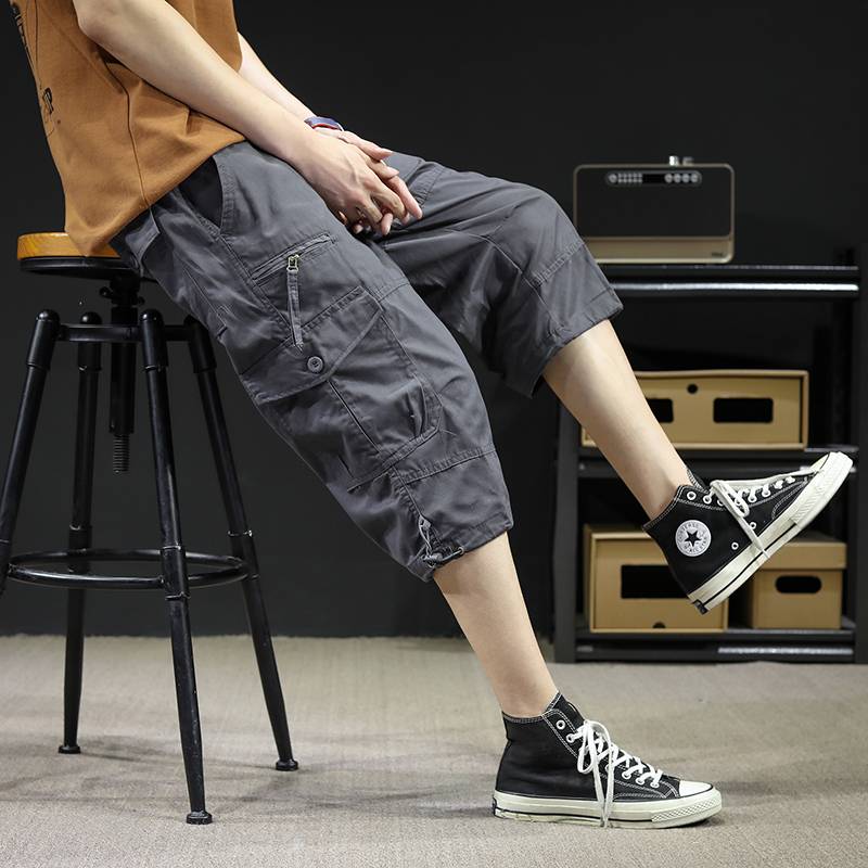 Happy Sanya youth summer new 361 croppine pants big boy boys work horse pants loose trend break