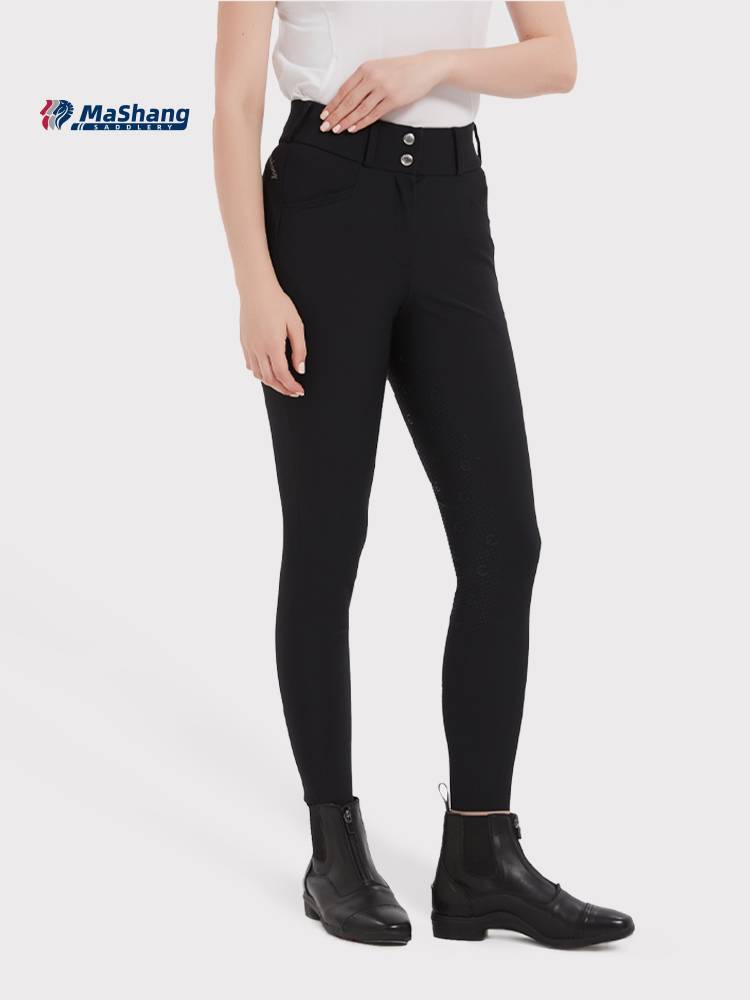 Mashang women's horse -up pants full glue high -waist metal panty pants breathable pants FGW113