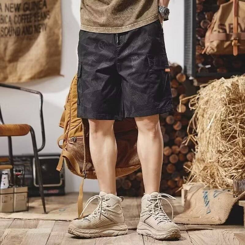 Summer thin camouflage workers short pants men's loose tide brand INS five -point casual pants large size fat man pants pants