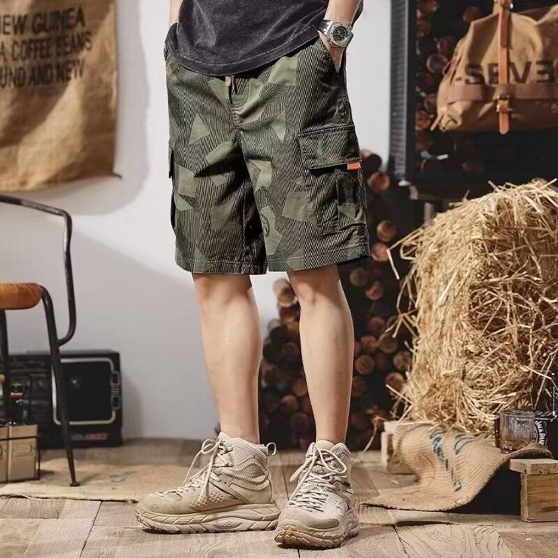 Summer thin camouflage workers short pants men's loose tide brand INS five -point casual pants large size fat man pants pants