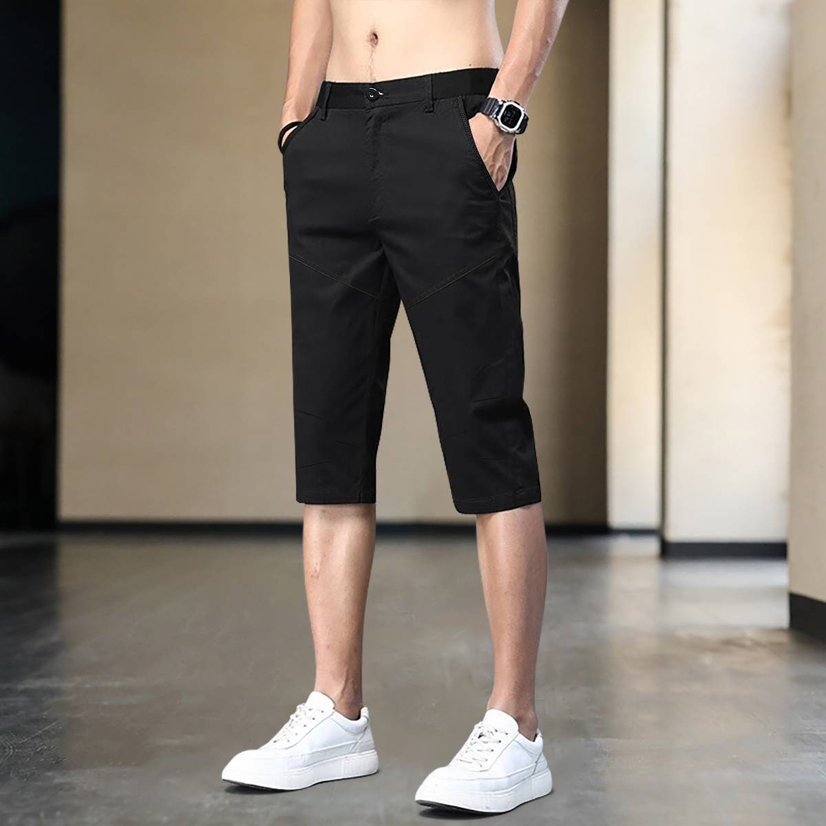 Men's Korean version of summer casual penta pants slim 7 points west pants horse pants business pure cotton men's shorts