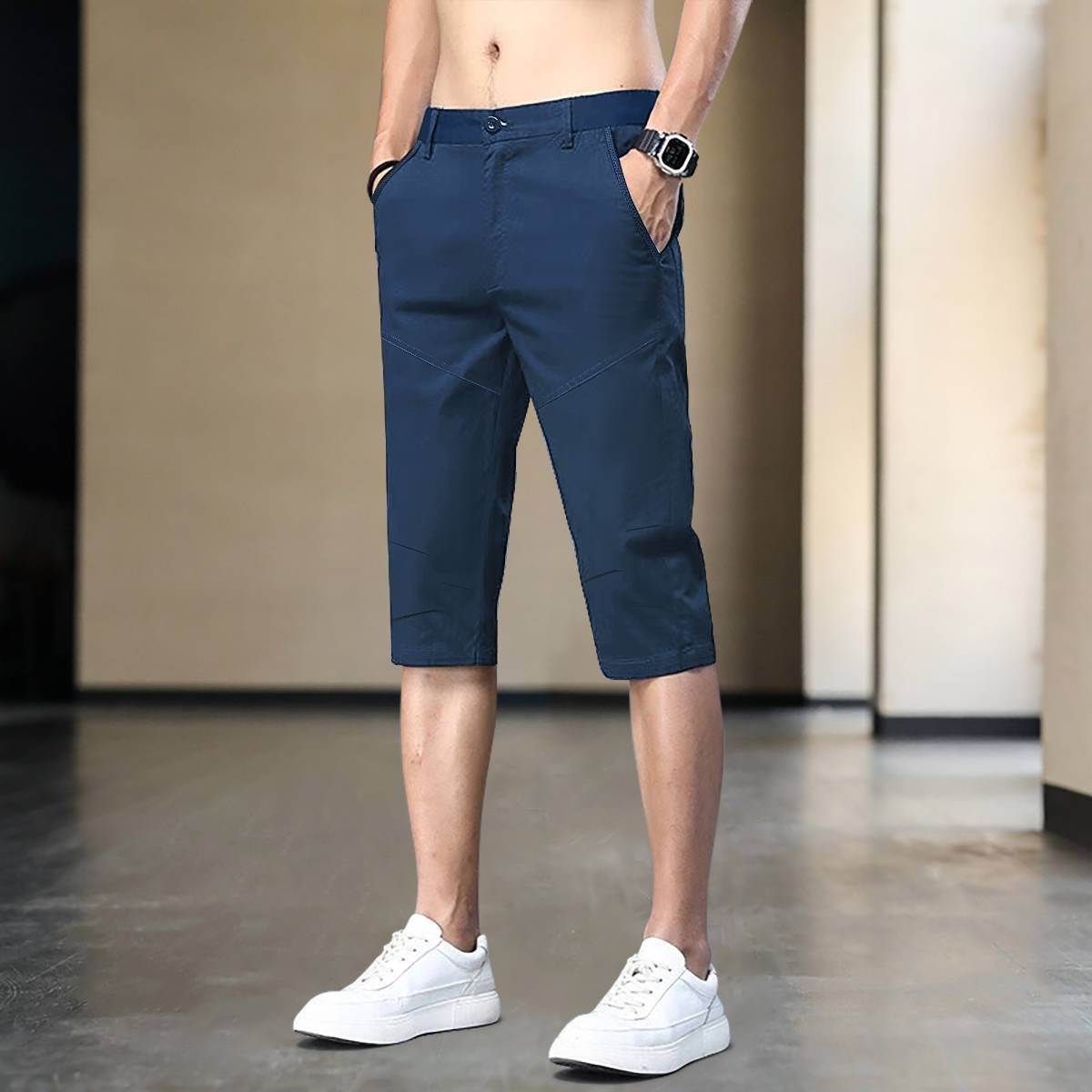 Men's Korean version of summer casual penta pants slim 7 points west pants horse pants business pure cotton men's shorts
