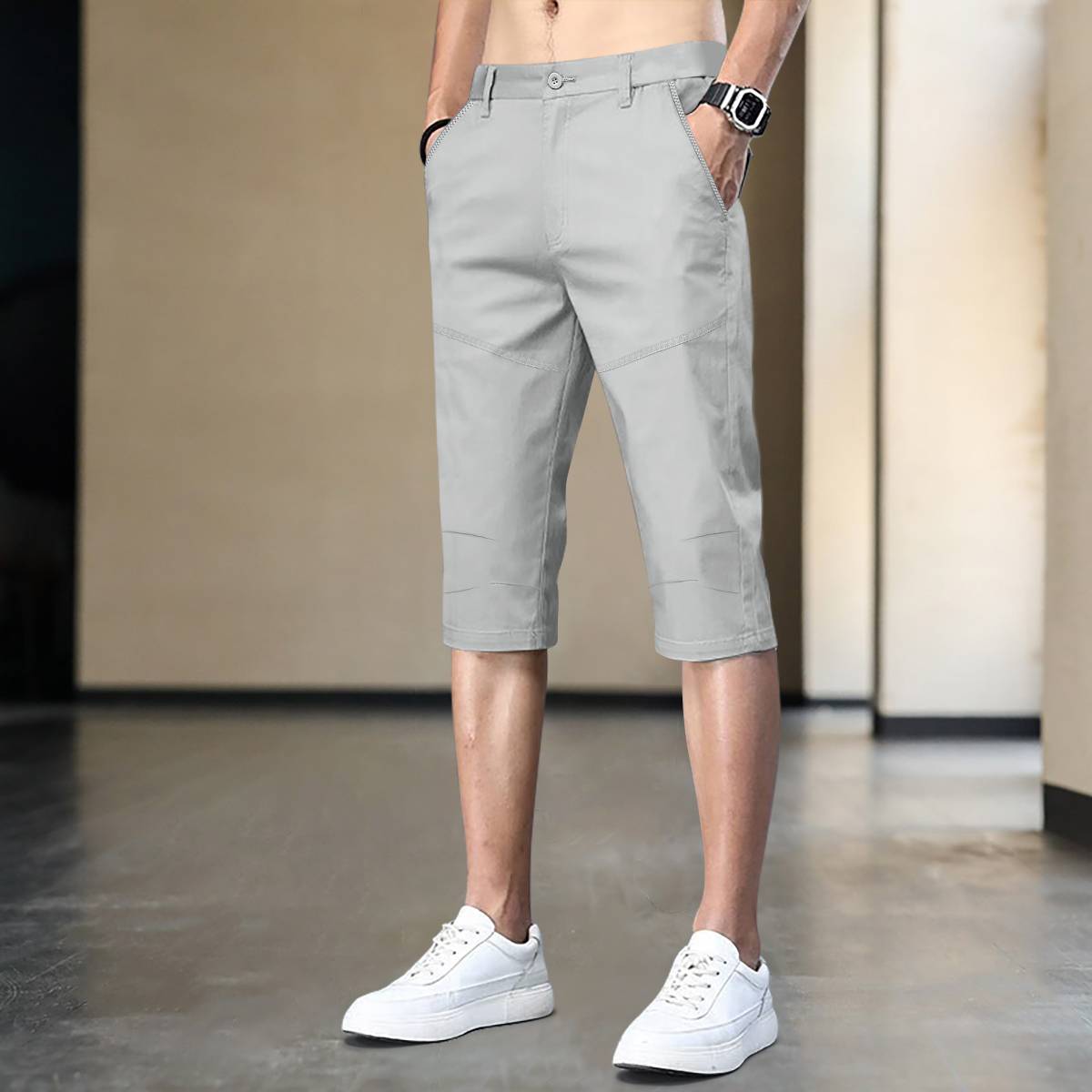 Men's Korean version of summer casual penta pants slim 7 points west pants horse pants business pure cotton men's shorts