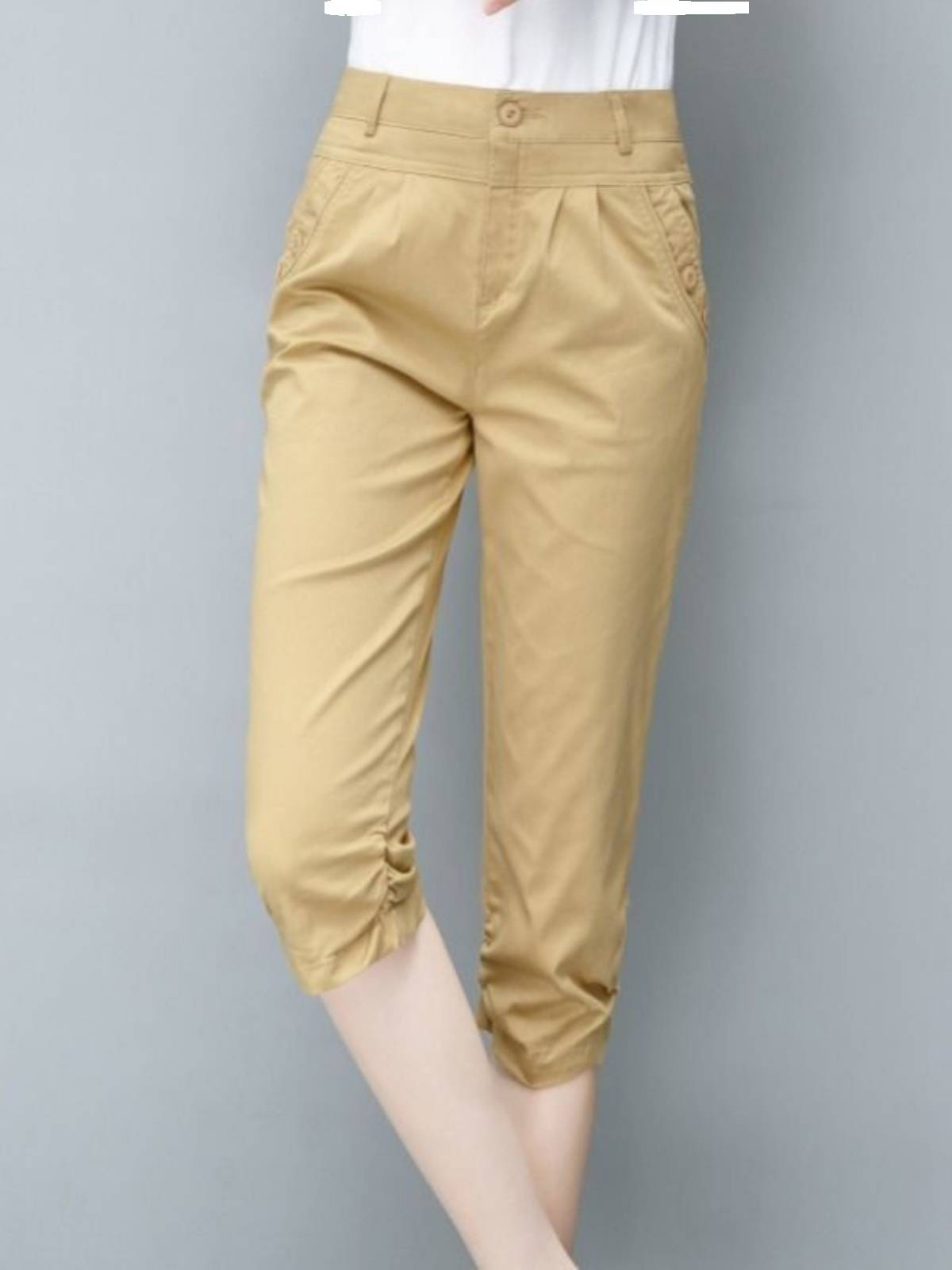 202 Seven -point pants female summer thin thin waist, high -waist lady straight horses casual long cotton pants and horses tide