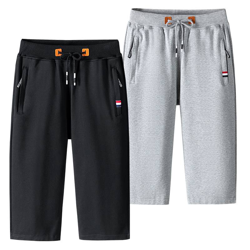 This year's popular cotton cropped pants men's summer sports loose and thin pants pants needle code plus fertilizer to increase weaving shorts