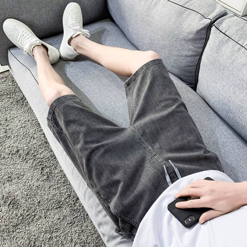 New product broken cave denim shorts, men's Korean edition slimming five -point horse pants, summer thin tide men's small feet 5 points