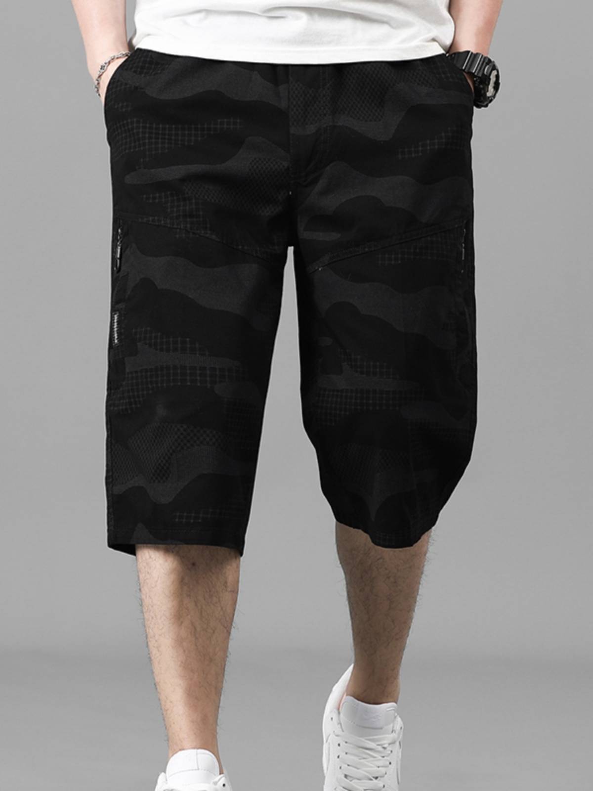 Summer men's multi -pocket worker trousers casual sports shorts camouflage straight pants middle -aged dad sedima pants