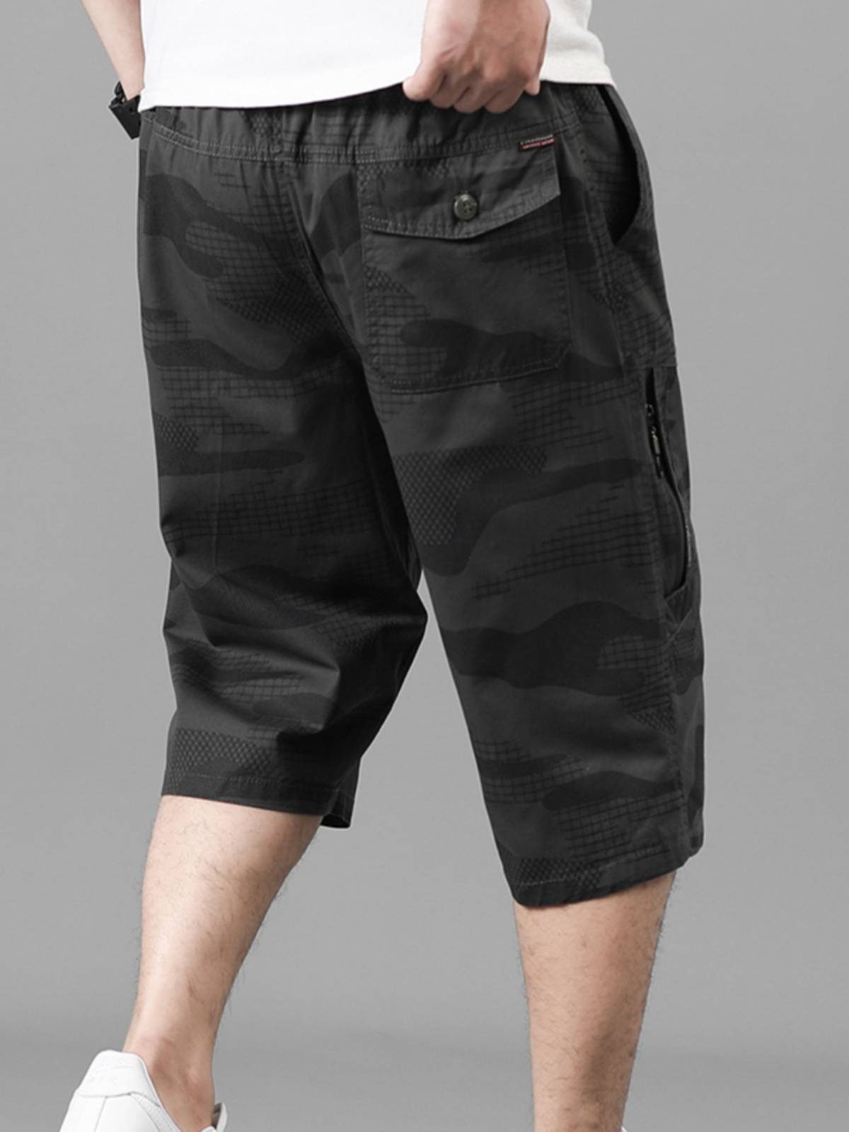 Summer men's multi -pocket worker trousers casual sports shorts camouflage straight pants middle -aged dad sedima pants