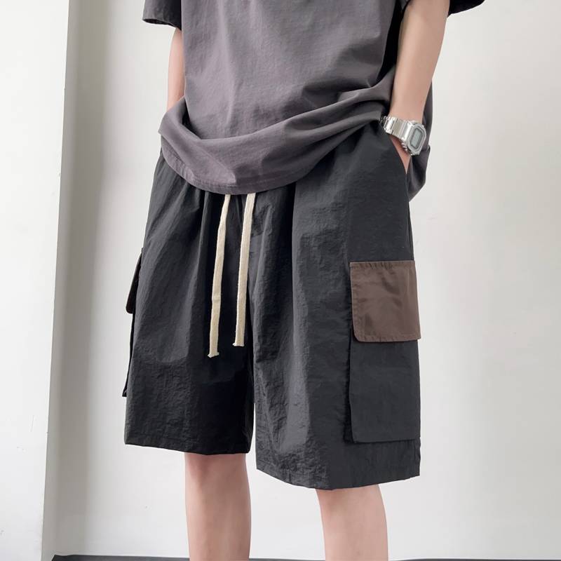 American retro worker shorts Men's summer tide brand horse pants functional wind Japanese nylon fast dry knee five six six points pants