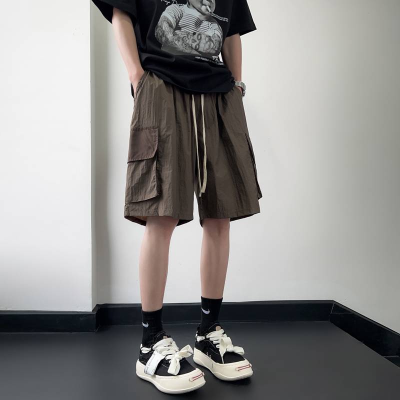 American retro worker shorts Men's summer tide brand horse pants functional wind Japanese nylon fast dry knee five six six points pants
