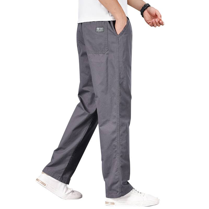 Summer thin leisure pants men's pure cotton straight loose loose increase wide -leg pants workers wear trousers wear resistance work pants