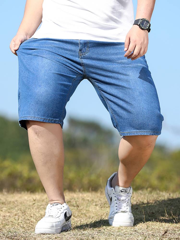 Summer thin denim shorts, men's loose straight horse pants, fat, increase fat guy Middle pants pants new tide