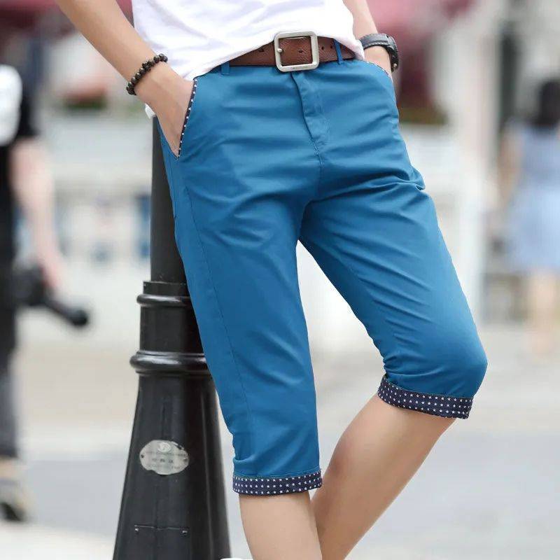 Cotton cotton pants in summer thin straight straight slim medium -aged pants pentage pants and pants pants men's shorts new tide