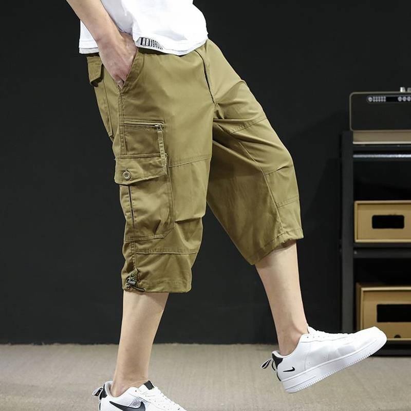 Summer thin workers' pants men's cropped pants casual loose workshop 7 -point pants pants pants pants cotton water washing short L