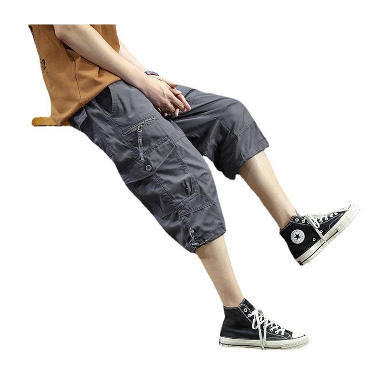 Summer thin workers' pants men's cropped pants casual loose workshop 7 -point pants pants pants pants cotton water washing short L