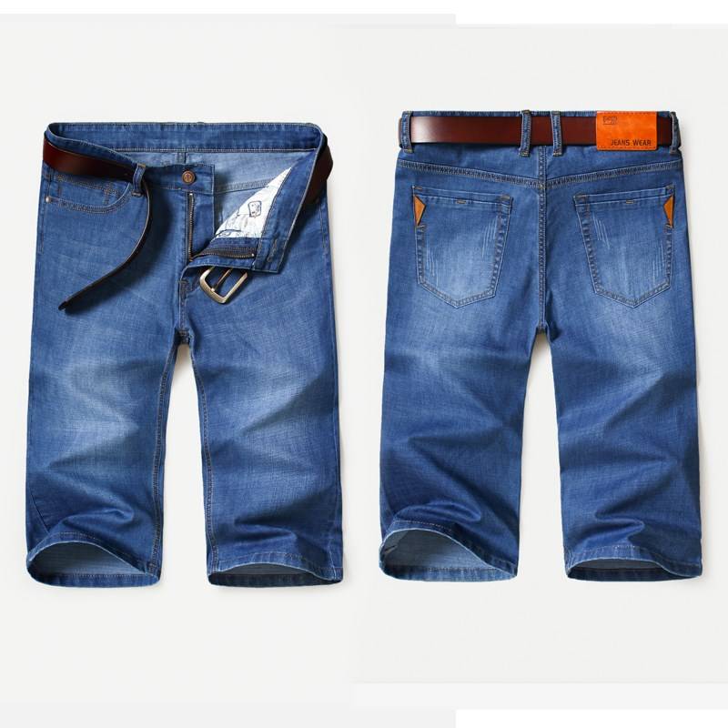 Qi brand authentic summer thin denim shorts men's cropped pants Korean version of five -point horse pants loose high elastic big size