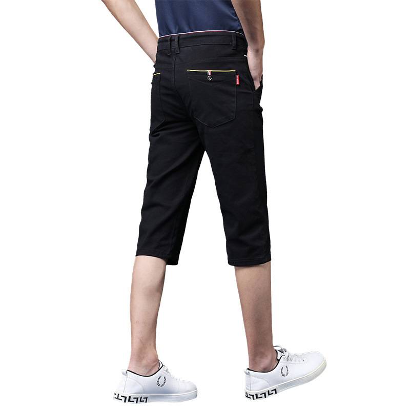 Crimson trousers slim men's casual mid -pants tide brand soft explosion men's short pants men's pure color 7 points horse pants