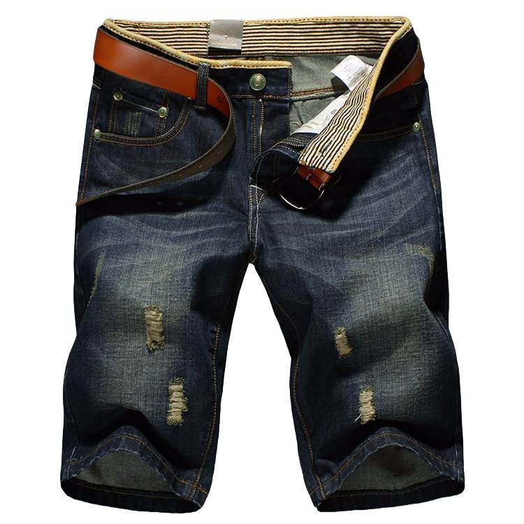 Summer thin men's denim short pants men's loose straight pants dry work large size casual mid -pants wear -resistant horse pants