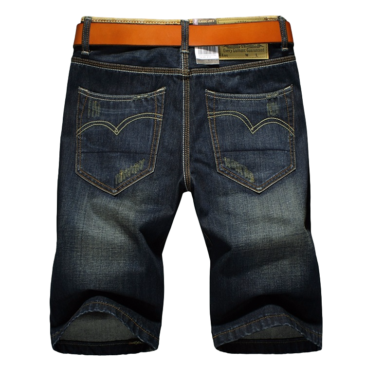 Summer thin men's denim short pants men's loose straight pants dry work large size casual mid -pants wear -resistant horse pants