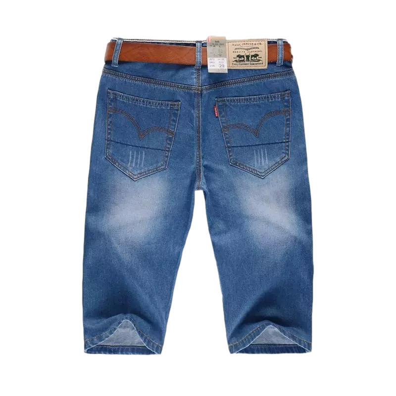 Summer thin men's denim short pants men's loose straight pants dry work large size casual mid -pants wear -resistant horse pants