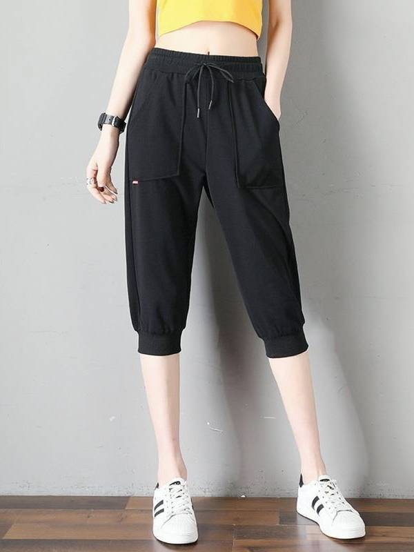 Seven -point pants women's summer, thin loose, thin size, 7 -point sports shorts casual horse pants running Haren middle pants