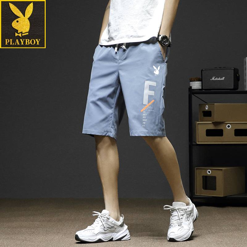 Flower Playboy Shorts Tide Men's Straight Tube Sports Men Men in Men's Summer Trends Various Leisure Penta Pants Horse Pants