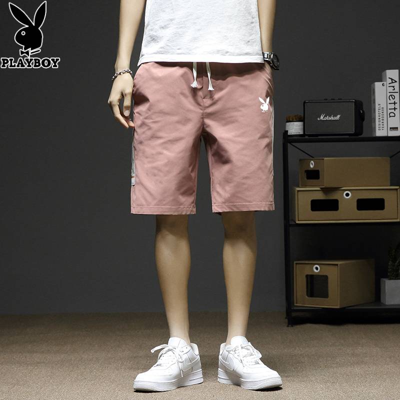 Flower Playboy Shorts Tide Men's Straight Tube Sports Men Men in Men's Summer Trends Various Leisure Penta Pants Horse Pants