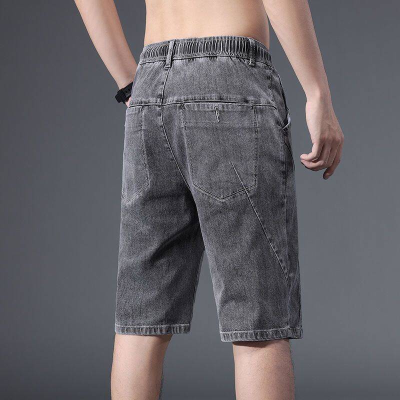 Men's denim shorts in summer thin loose casual straight tube large size pants and wear -resistant work, work five -point horse pants