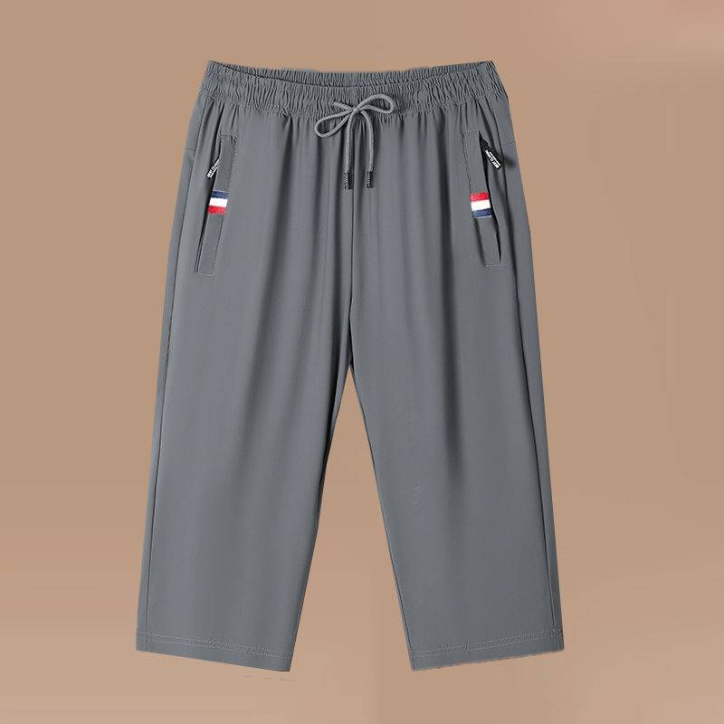Casual shorts men's seven -point breathability Loose and loose summer thin ice silk straight sports horse pants boys 2024 new