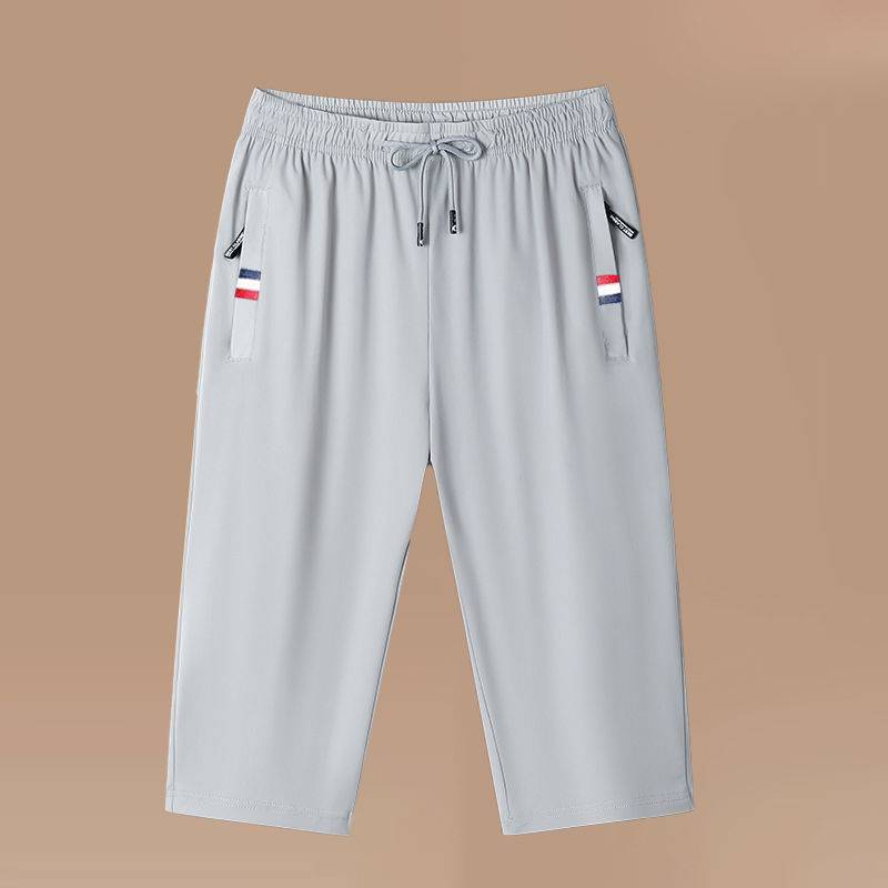 Casual shorts men's seven -point breathability Loose and loose summer thin ice silk straight sports horse pants boys 2024 new
