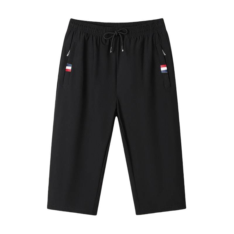 Casual shorts men's seven -point breathability Loose and loose summer thin ice silk straight sports horse pants boys 2024 new
