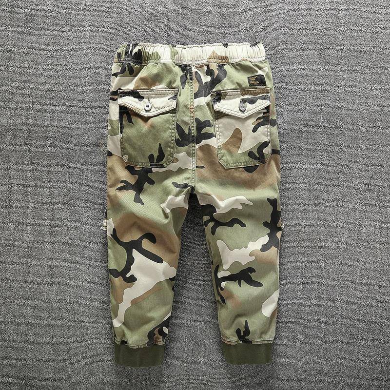 Summer foot cropped trousers camouflage trousers straight slim shorts multiplied multiplayer Men's thread horse pants 7 points tide