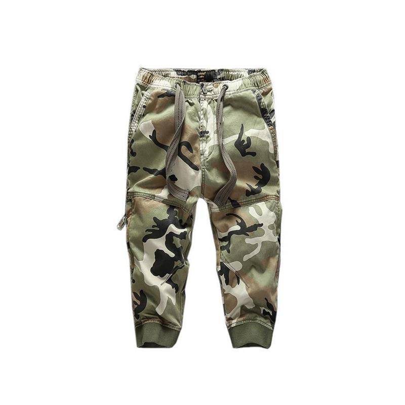 Summer foot cropped trousers camouflage trousers straight slim shorts multiplied multiplayer Men's thread horse pants 7 points tide