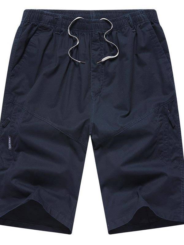 Summer men's leisure middle -aged cropped pants dad workers in shorts, middle -aged and elderly cotton loose pants thin pants