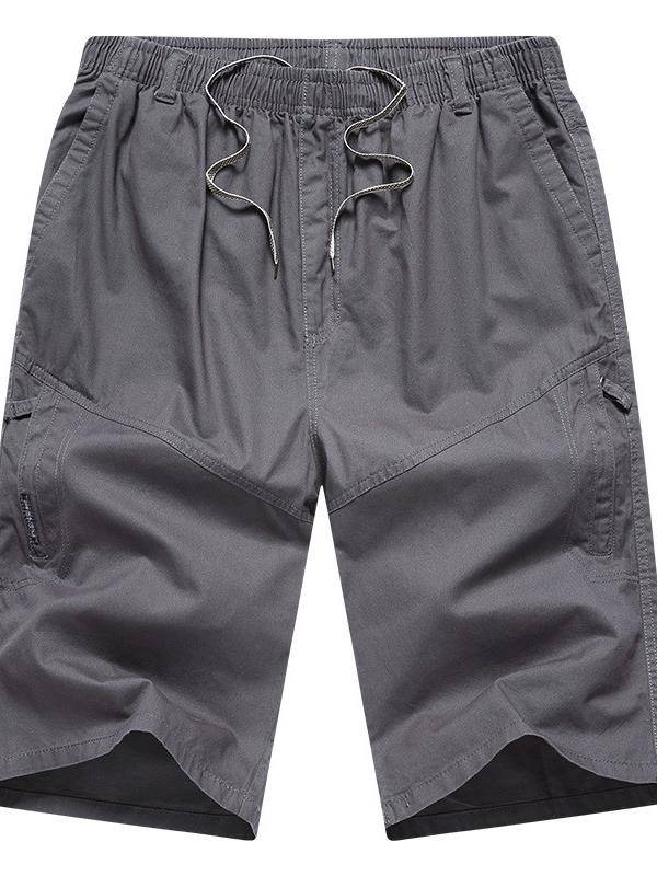 Summer men's leisure middle -aged cropped pants dad workers in shorts, middle -aged and elderly cotton loose pants thin pants