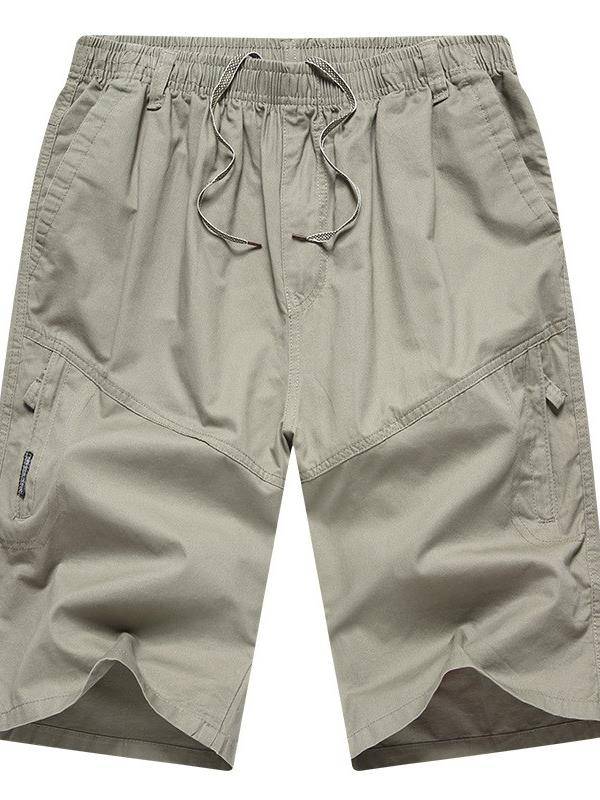 Summer men's leisure middle -aged cropped pants dad workers in shorts, middle -aged and elderly cotton loose pants thin pants