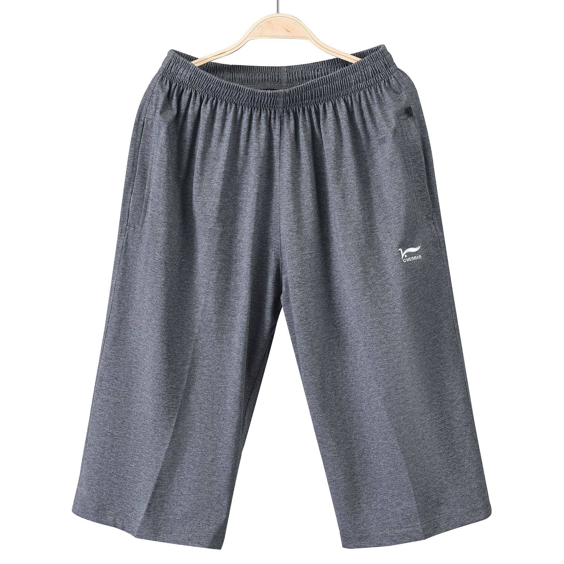 Summer men's Qipon Sports Pants Dad Pure Cotton Shit Middle Elderly Loose Leisure Middle Pants Big Pants Big Pants