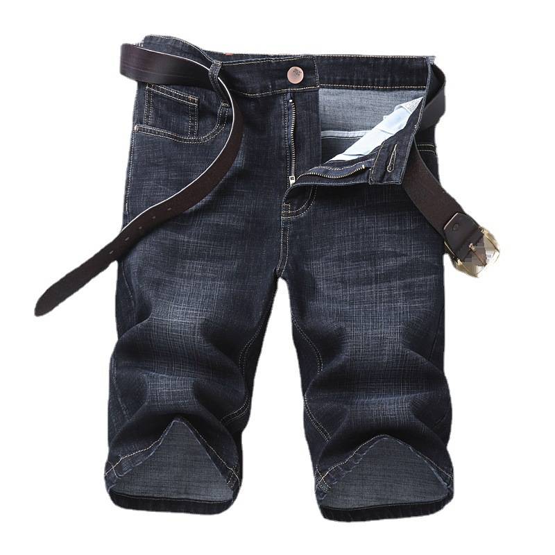Summer thin cropped cropped pants men's straight tube men's denim shorts, elastic slim Summer youth pants and pants