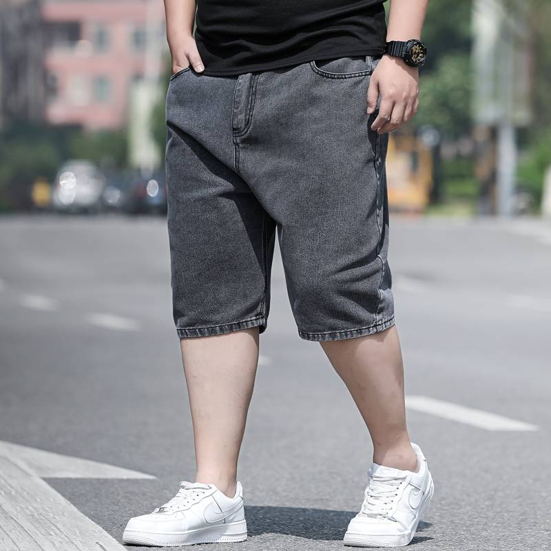 Summer thin denim shorts, men's loose fat, pants, fat, increase penta pants, men's fat guy middle pants