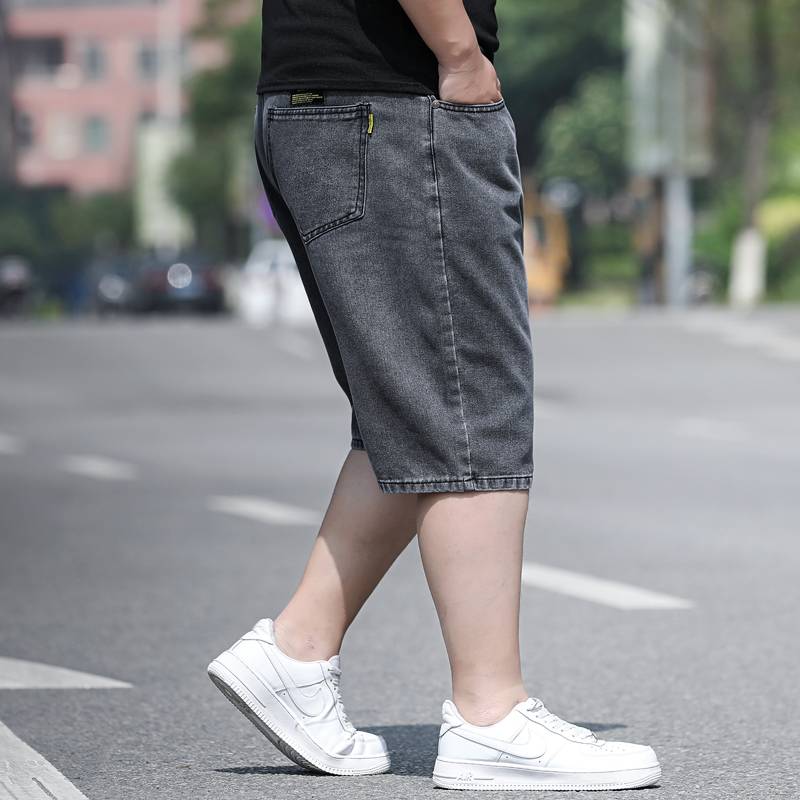 Summer thin denim shorts, men's loose fat, pants, fat, increase penta pants, men's fat guy middle pants