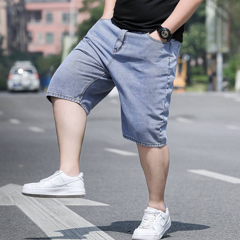 Summer thin denim shorts, men's loose fat, pants, fat, increase penta pants, men's fat guy middle pants