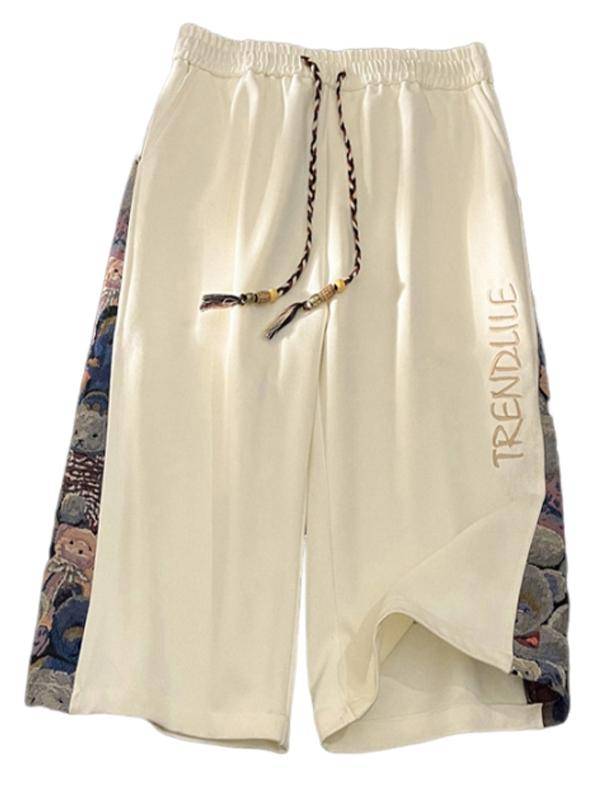 American leisure sports cropped pants men's summer new loose straight tube pants pants tide big size ice silk shorts