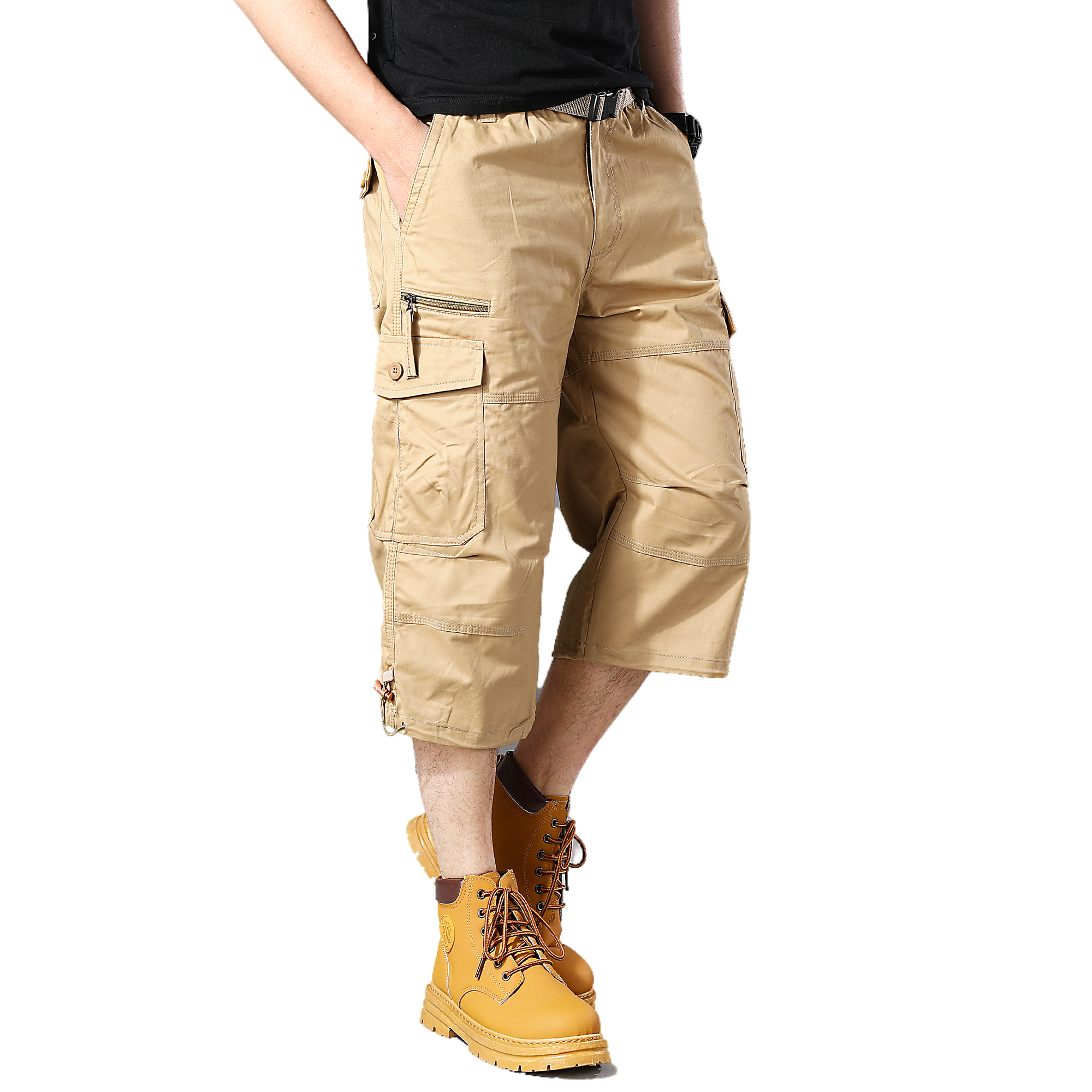 Exit Japanese men's cropped pants men's cotton cotton loose, wear -resistant casual pants loose waist guard pants male pocket horse pants