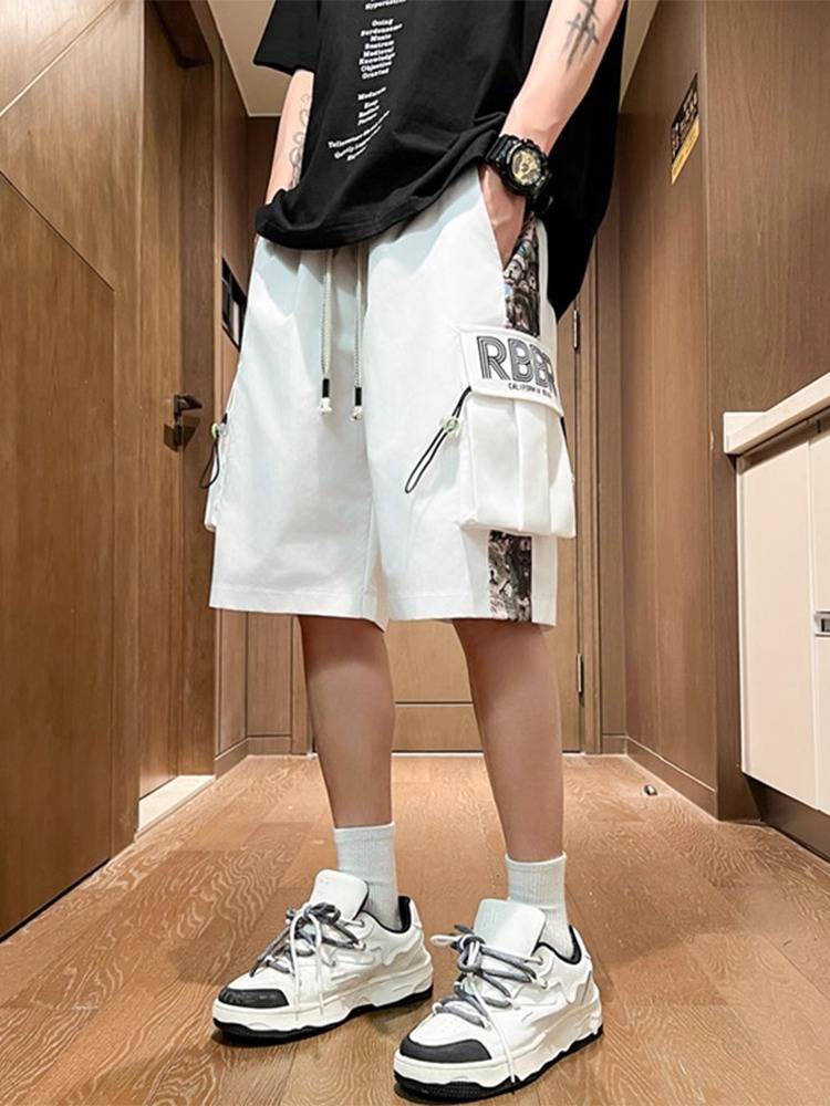 American work shorts Men's summer tide brand horse pants design sense niche casual loose ice silk five -pointer pants men