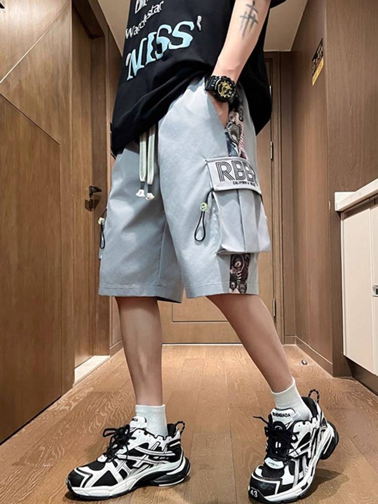 American work shorts Men's summer tide brand horse pants design sense niche casual loose ice silk five -pointer pants men