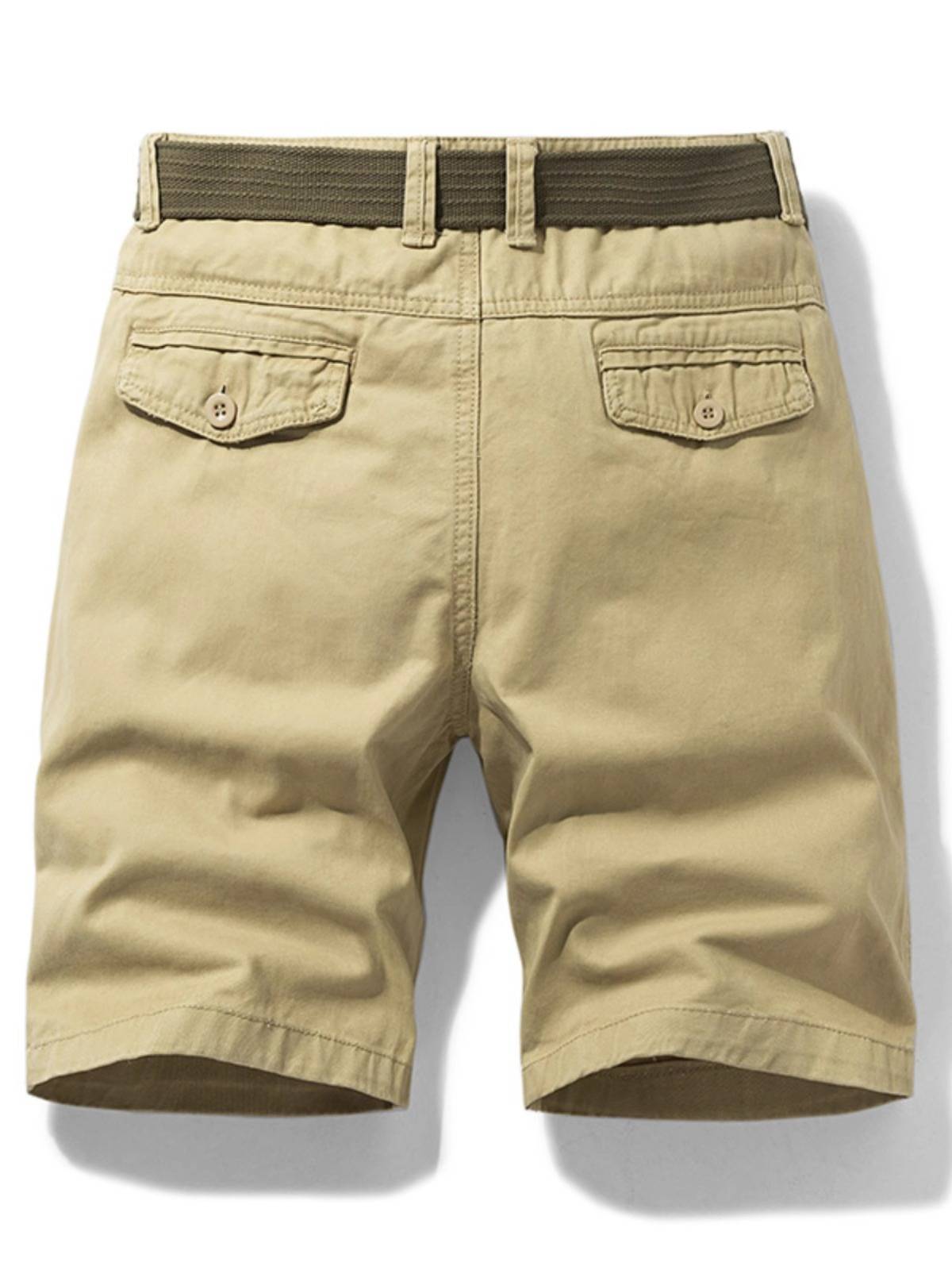 Summer new five -point work shorts, men's sports leisure straight tube trendy pure color beach pants hidden green horse pants