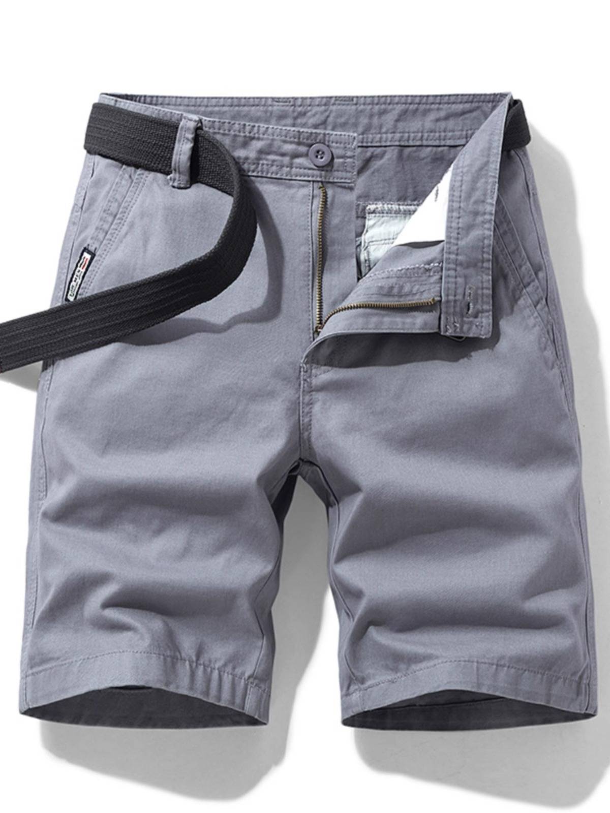 Summer new five -point work shorts, men's sports leisure straight tube trendy pure color beach pants hidden green horse pants