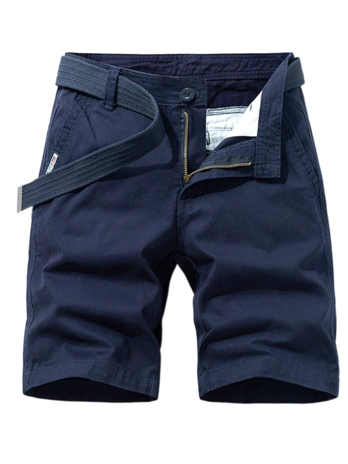 Summer new five -point work shorts, men's sports leisure straight tube trendy pure color beach pants hidden green horse pants