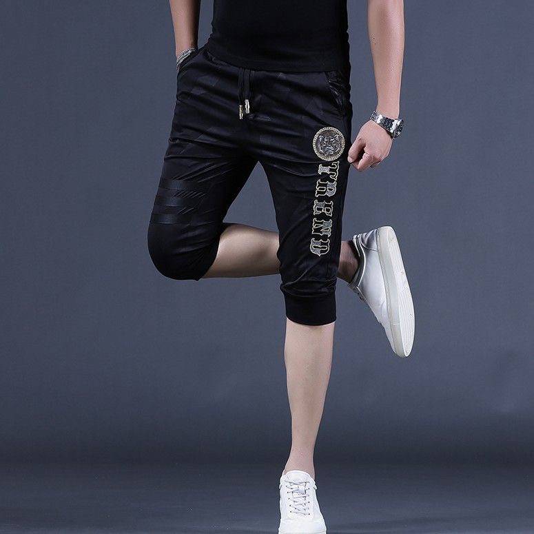 New 2024 American Men's Short Pants Trend Beach Pants thin -drying high -grade high -grade high -end cropped pants men's slim pants pants